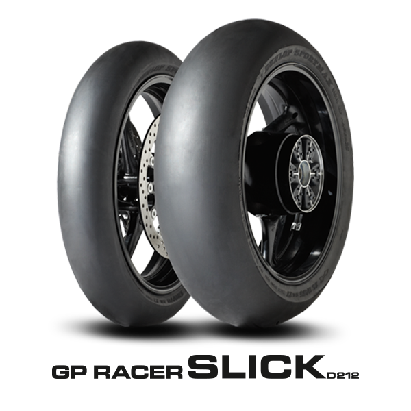 Imagem e logótipo dos pneus vencedores de numerosos testes, Dunlop GP Racer D212